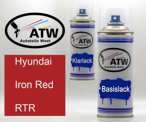 Hyundai, Iron Red, RTR: 400ml Sprühdose + 400ml Klarlack - Set, von ATW Autoteile West.